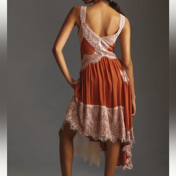 Anthropologie lace trim asymmetrical midi dress - Picture 7 of 8